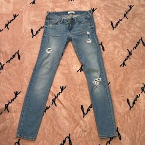 Hollister Super Skinny Distressed Light Wash Jeans Size 1S